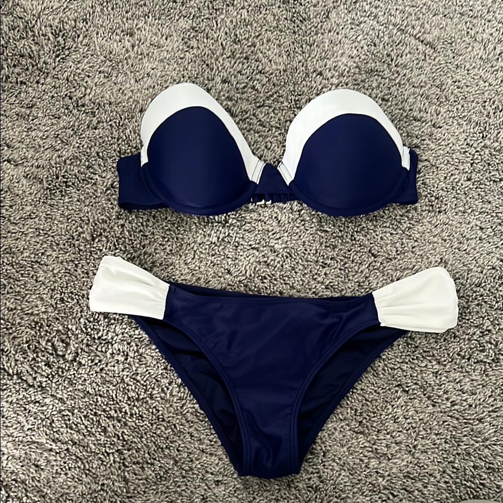 Elegant Navy and White Bikini